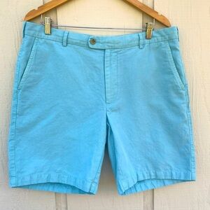 Peter Millar Seaside Shorts Size 36 Blue Linen Silk Blend Costal Performance
